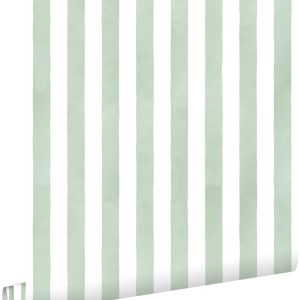 ESTAhome behang strepen groen en wit – 53 cm x 10.05 m – 131303 ESTAhome behang strepen groen en wit – 53 cm x 10.05 m – 131303