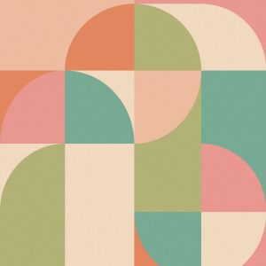 ESTAhome fotobehang cirkels in Bauhaus stijl roze, groen en blauw – 2.