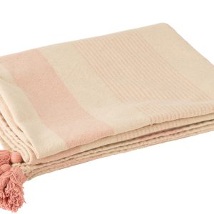 J-Line plaid Mik – katoen – wit/roze – 130 x 180 cm J-Line plaid Mik – katoen – wit/roze – 130 x 180 cm