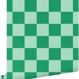ESTAhome behang geblokt motief mintgroen en groen – 53 cm x 10.05 m – ESTAhome behang geblokt motief mintgroen en groen – 53 cm x 10.05 m –