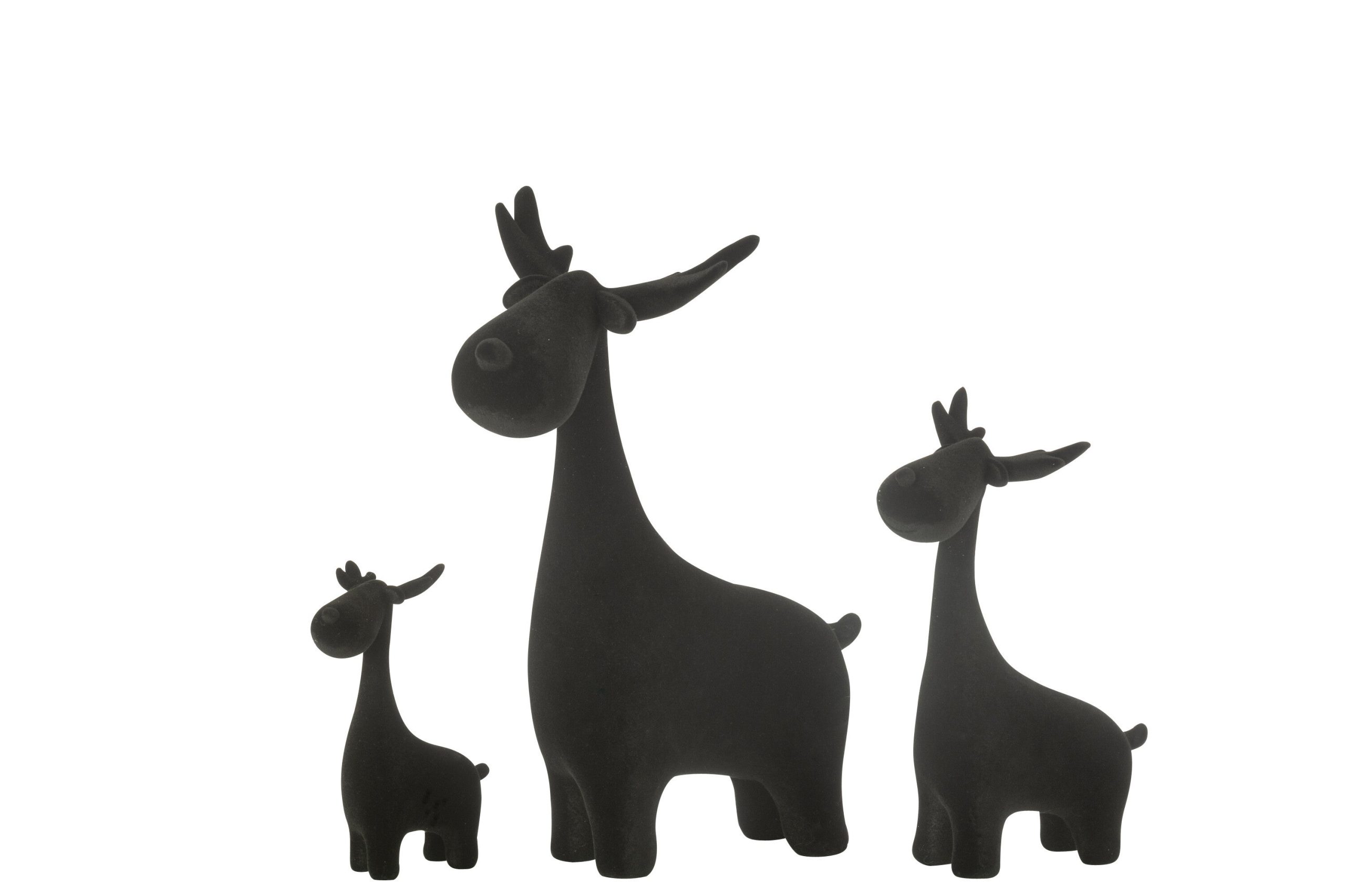 J-Line decoratie Hert - polyresin - zwart - 3 stuks