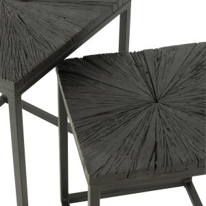 J-Line bijzettafel Shanil – hout/ijzer – zwart – set van 2