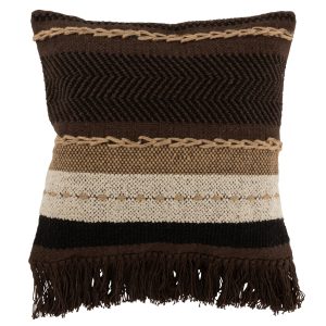 J-Line kussen Etnic – katoen – bruin/zwart/beige