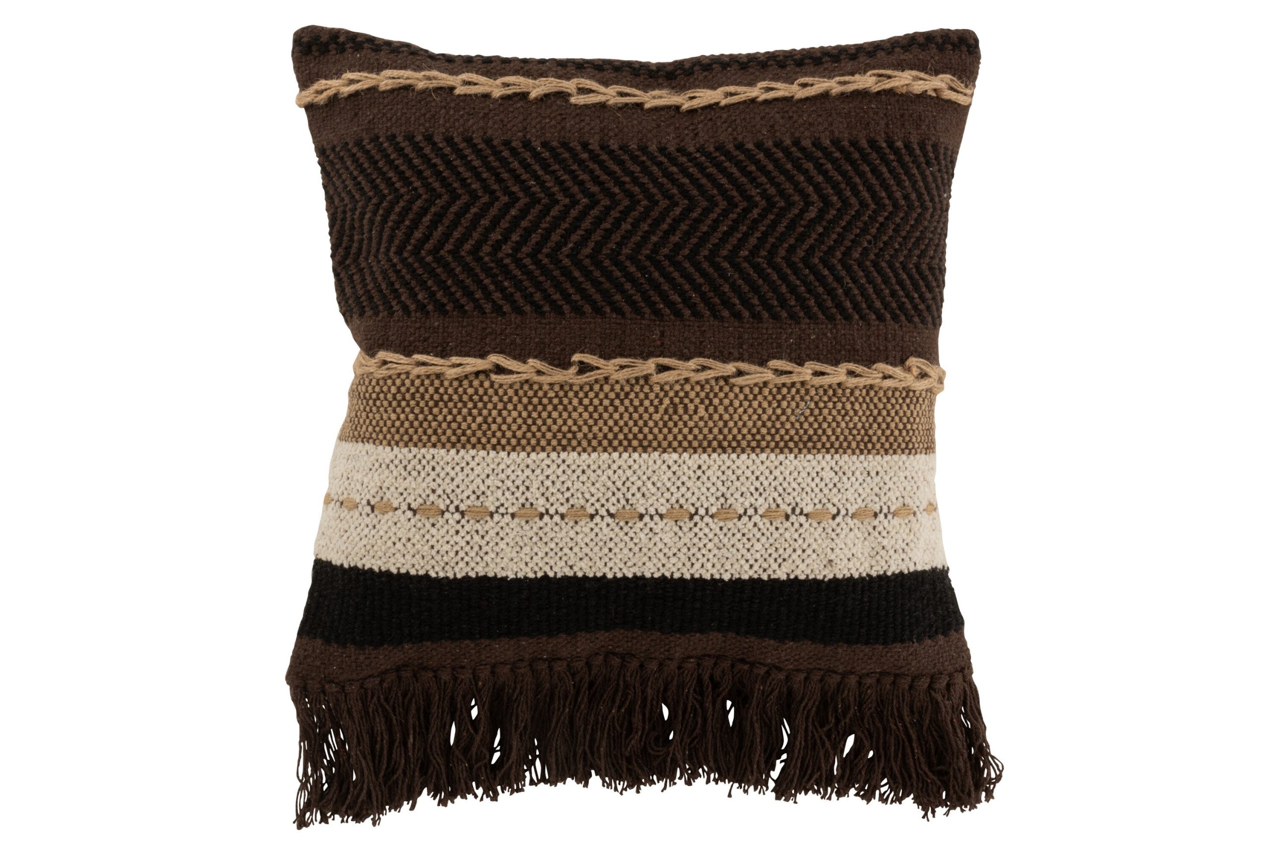 J-Line kussen Etnic - katoen - bruin/zwart/beige