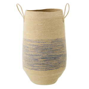 J-Line mand Met Handvat Gestreept – zeegras – naturel/blauw J-Line mand Met Handvat Gestreept – zeegras – naturel/blauw
