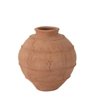 J-Line vaas Kaia Rond Terracotta – keramiek – bruin – Ø 26.5 cm