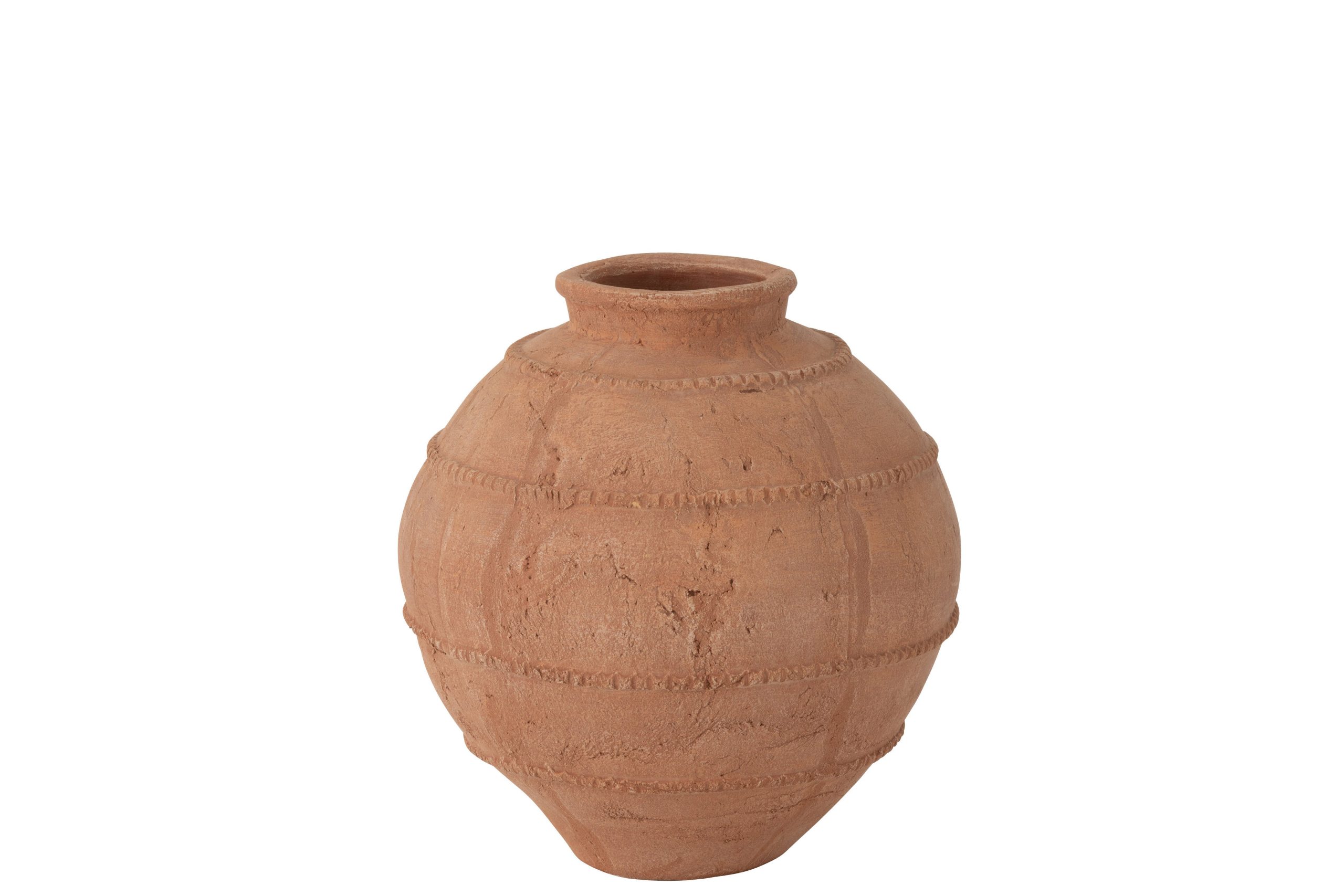 J-Line vaas Kaia Rond Terracotta - keramiek - bruin - Ø 26.5 cm