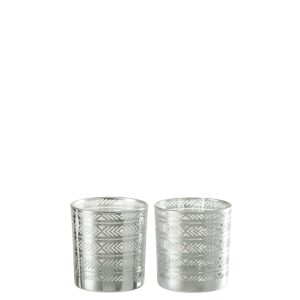 J-Line windlicht Etnisch – glas – zilver – 6 stuks J-Line windlicht Etnisch – glas – zilver – 6 stuks