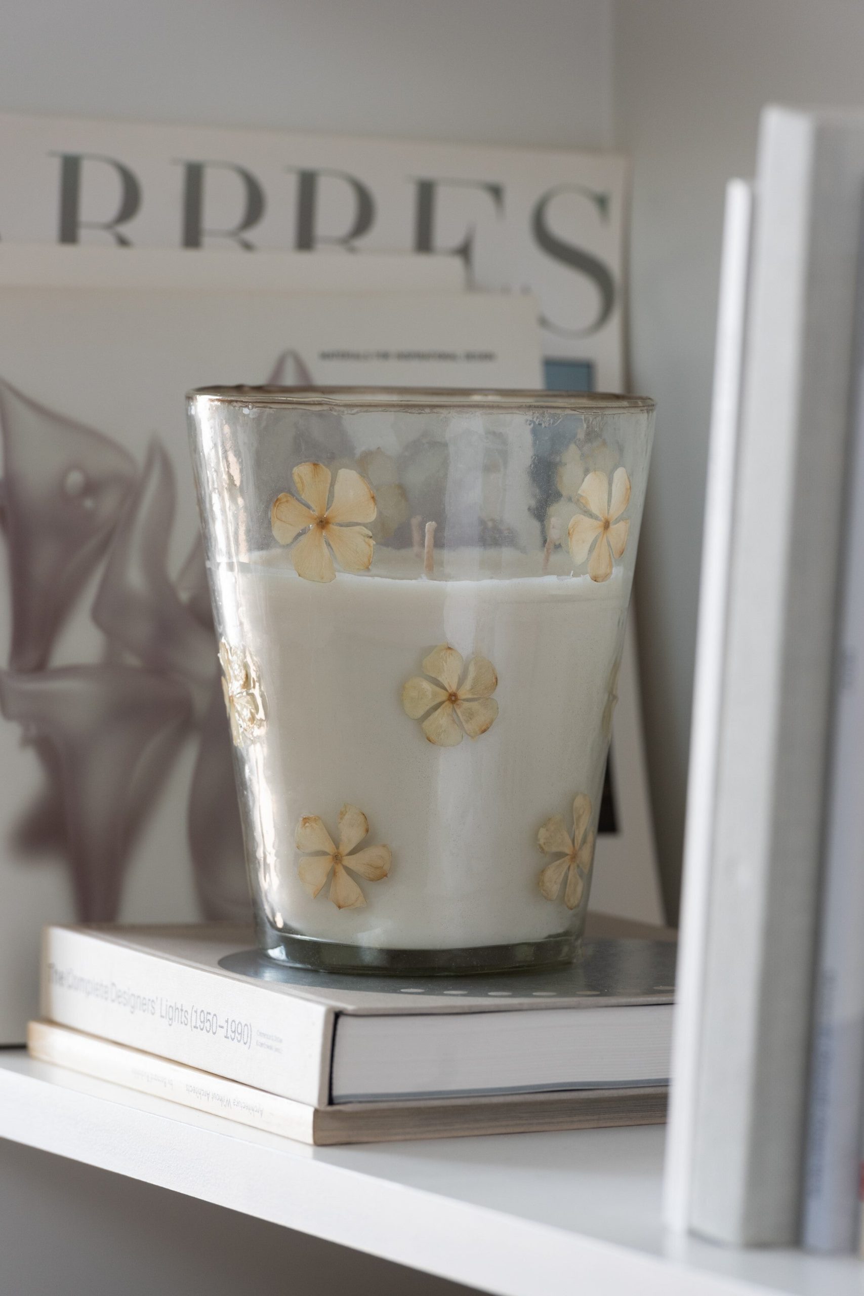 J-Line geurkaars Bloemen - Tender Rose - glas - transparant - medium -