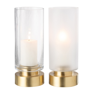 J-Line windlicht/vaas Pia – glas/koper – transparant/goud – medium – 2 J-Line windlicht/vaas Pia – glas/koper – transparant/goud – medium – 2
