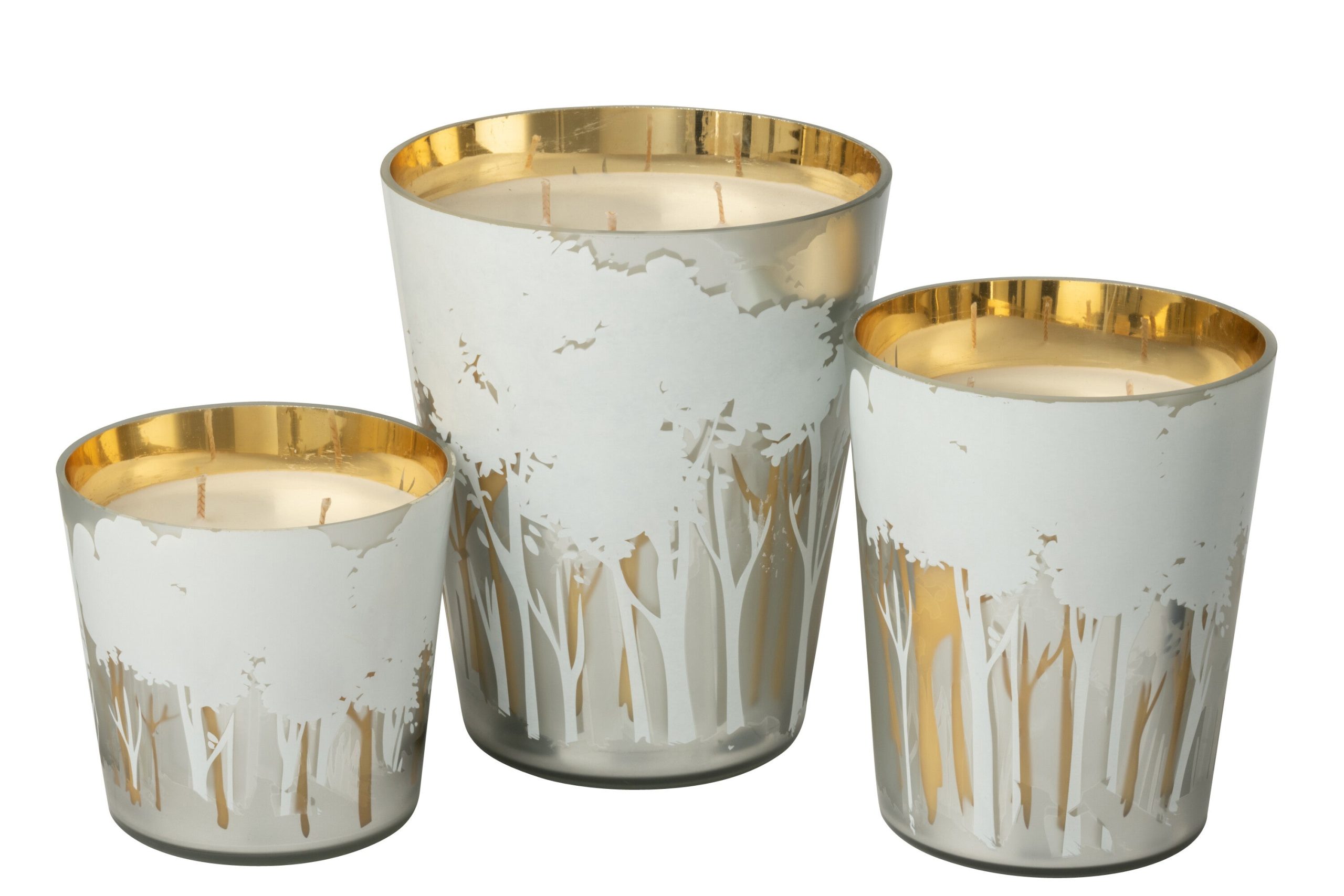 J-Line geurkaars Noa Bos - wit/goud - large - 95U