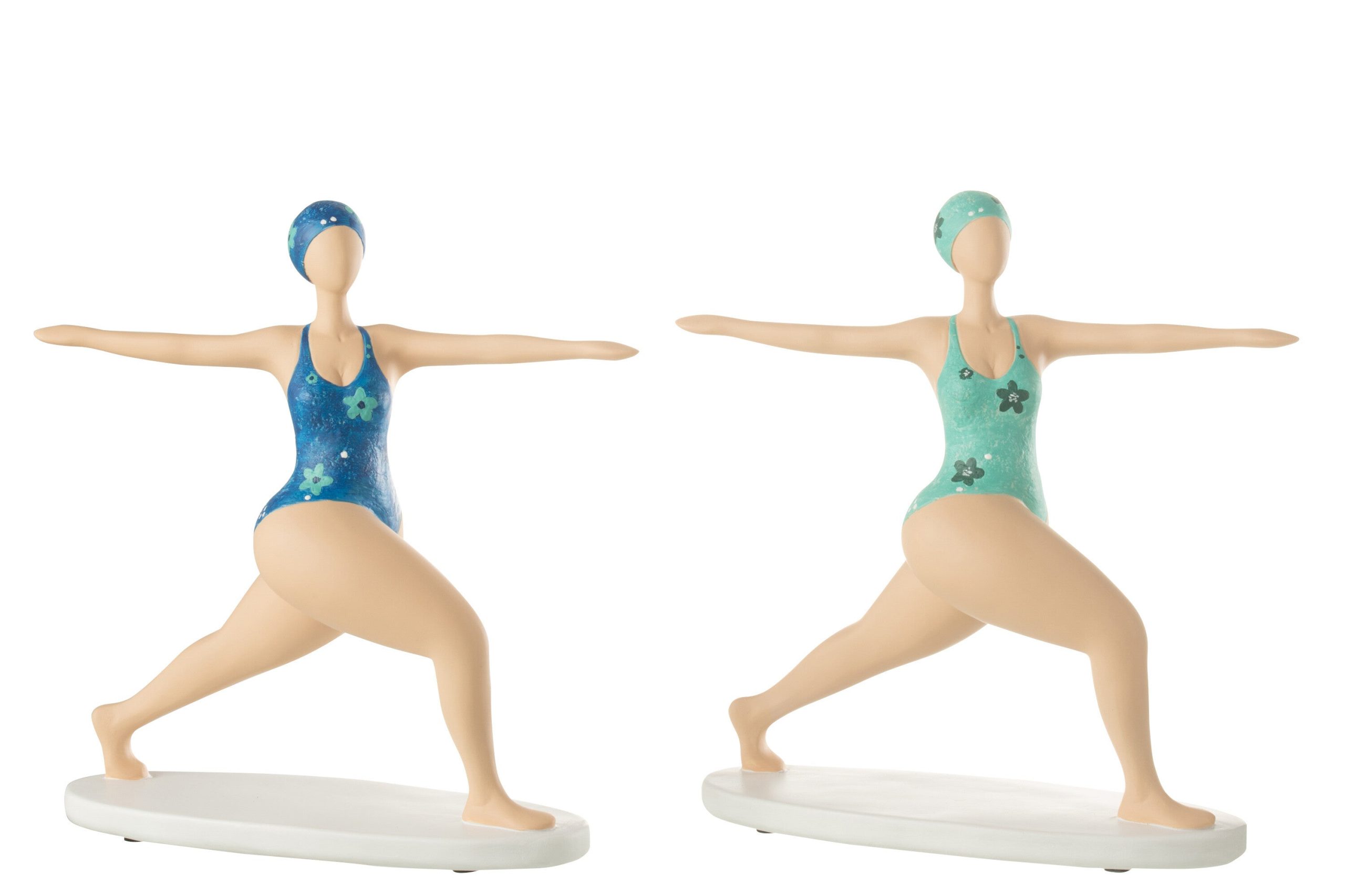 J-Line figuur Vrouw Yoga Stretch - polyresin - mix - 2 stuks