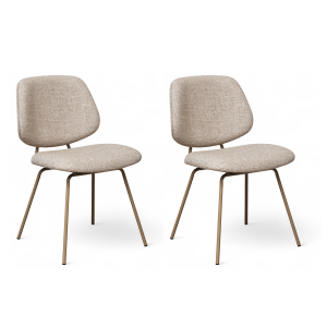 Furnhouse eetkamerstoel Sofia – Beige – Stof (Bouclé) – Set van 2