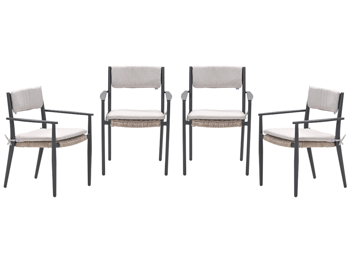 Garden Impressions Parijs tuinstoelen set van 4 – carbon black / deser