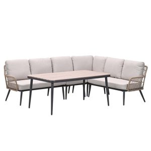 Garden Impressions hoek lounge dining set R Kalibo donker grijs 4-deli