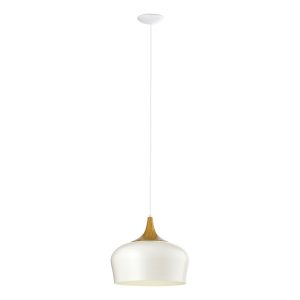 EGLO hanglamp Obregon – 1 lichts – ø350mm. – creme, eik EGLO hanglamp Obregon – 1 lichts – ø350mm. – creme, eik