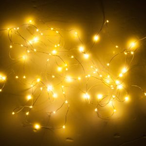 J-Line slinger Draad 90Led 9M – kunststof – zilver – warm wit – LED li