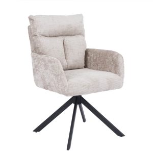 Home Deluxe ALUNA chenille eetkamerstoel met armleuningen – set van 1