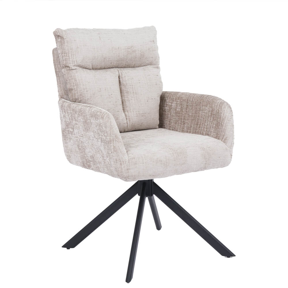 Home Deluxe ALUNA chenille eetkamerstoel met armleuningen - set van 1