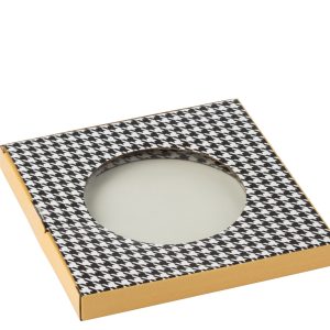 J-Line bord Pied-De-Poule – porselein – wit/zwart – medium – doos van J-Line bord Pied-De-Poule – porselein – wit/zwart – medium – doos van