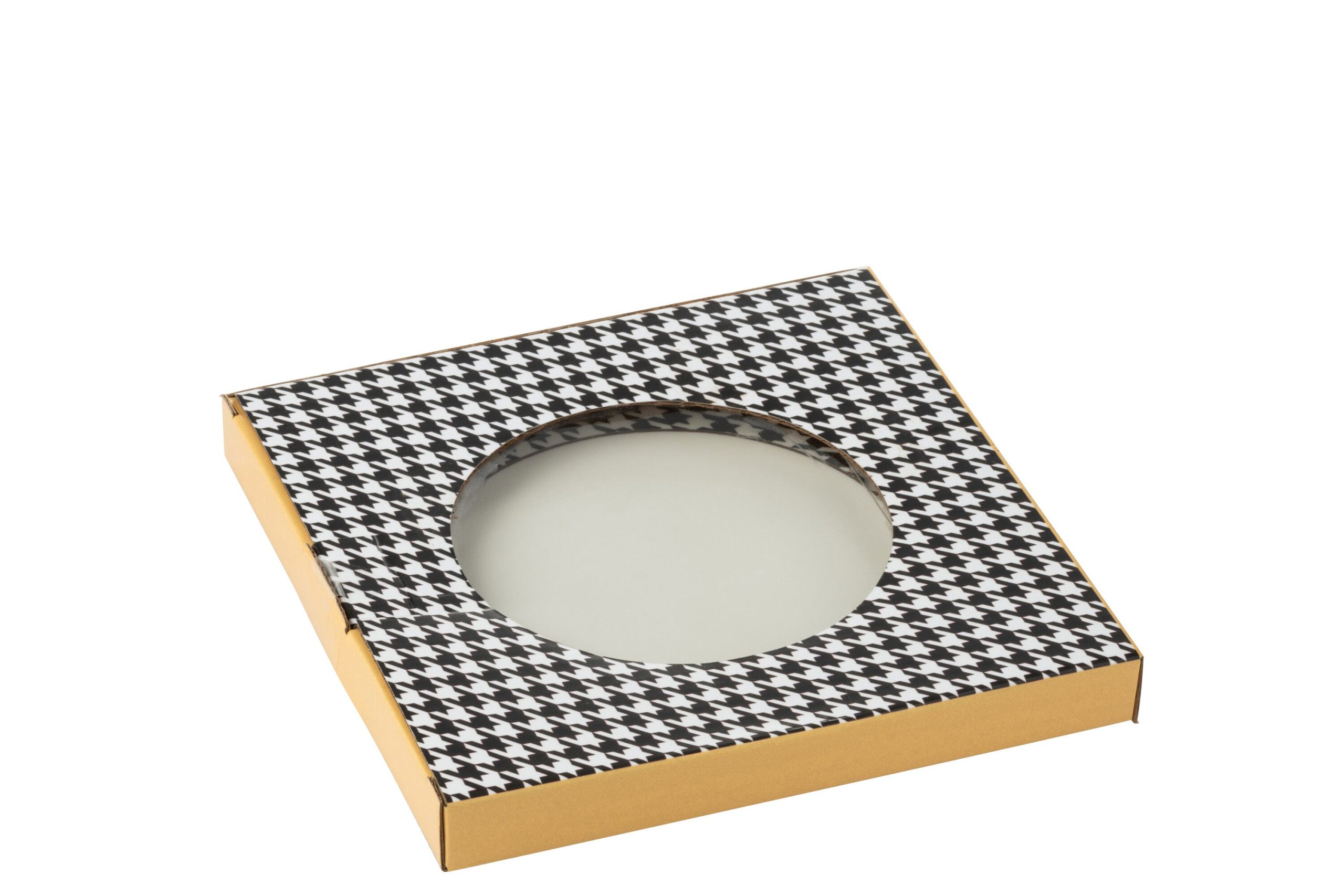 J-Line bord Pied-De-Poule - porselein - wit/zwart - medium - doos van
