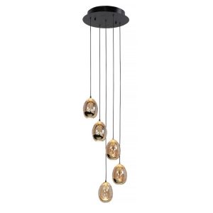 Highlight hanglamp Golden – 5 lichts – 30 x 155 cm – amber zwart Highlight hanglamp Golden – 5 lichts – 30 x 155 cm – amber zwart