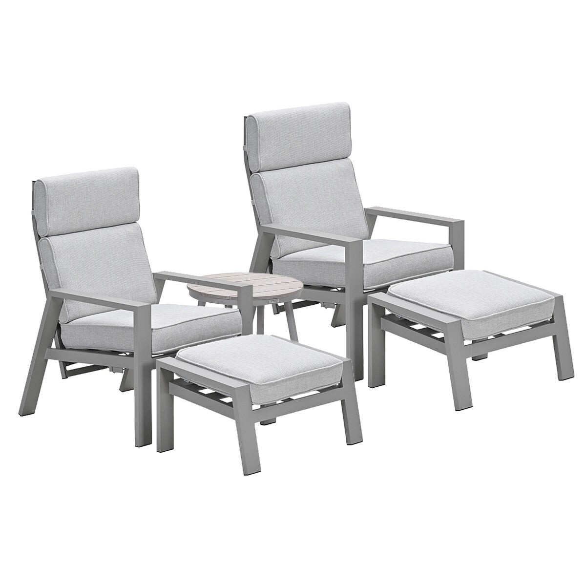 Garden Impressionsloungestoelen Lora taupe - Lucas bijzettafel Ø50 cm