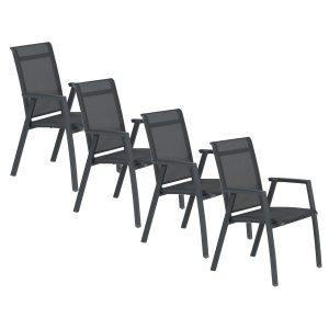 Garden Impressions tuinstoel Santana donker grijs – 4 stuks