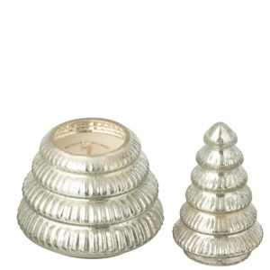 J-Line geurkaars Boom Geribbeld – glas – zilver – small J-Line geurkaars Boom Geribbeld – glas – zilver – small
