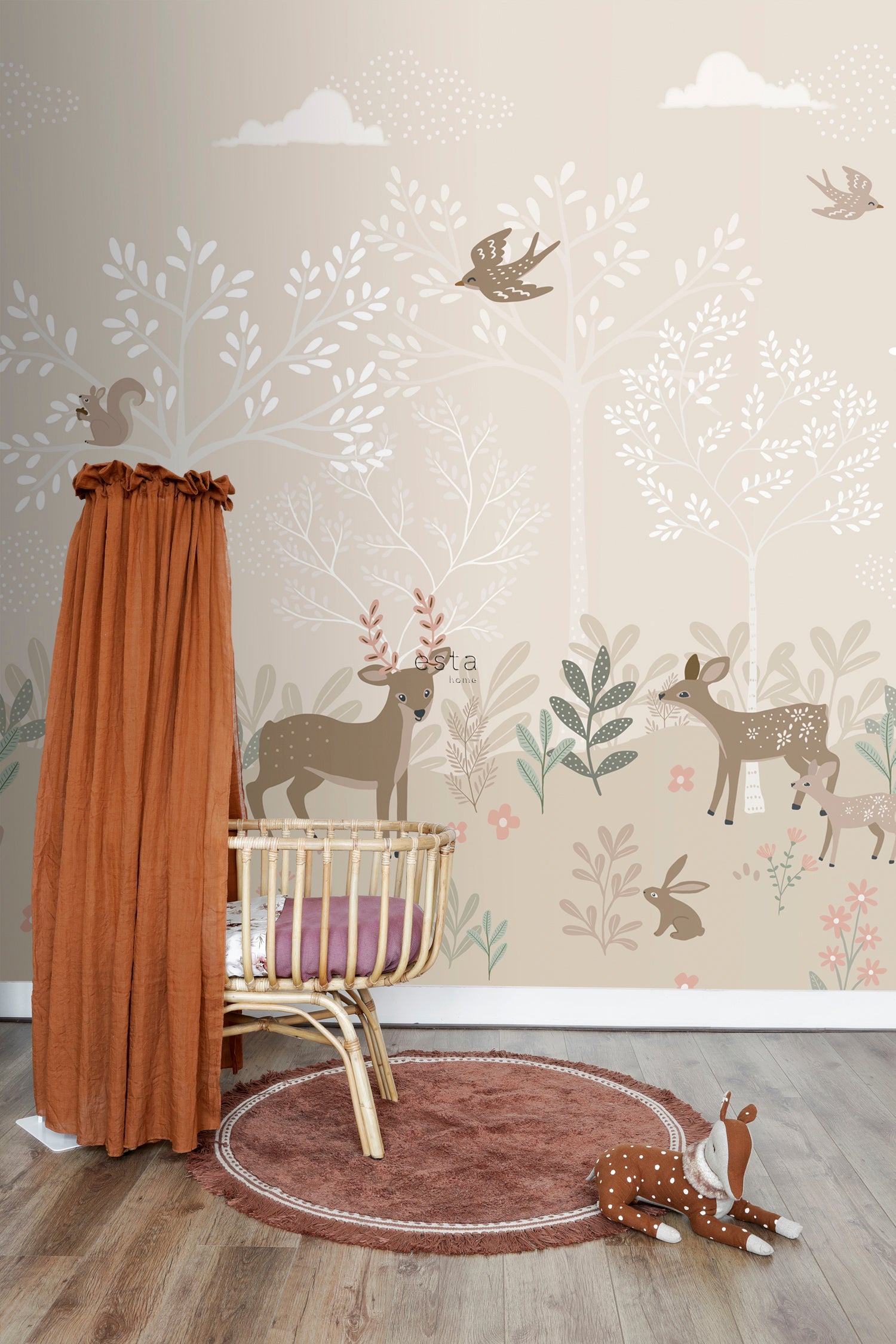 ESTAhome fotobehang hertjes beige - 250 x 279 cm - 159239