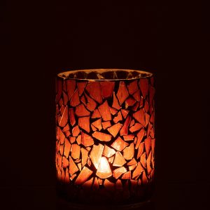 J-Line windlicht Mozaiek – glas – bruin – medium J-Line windlicht Mozaiek – glas – bruin – medium