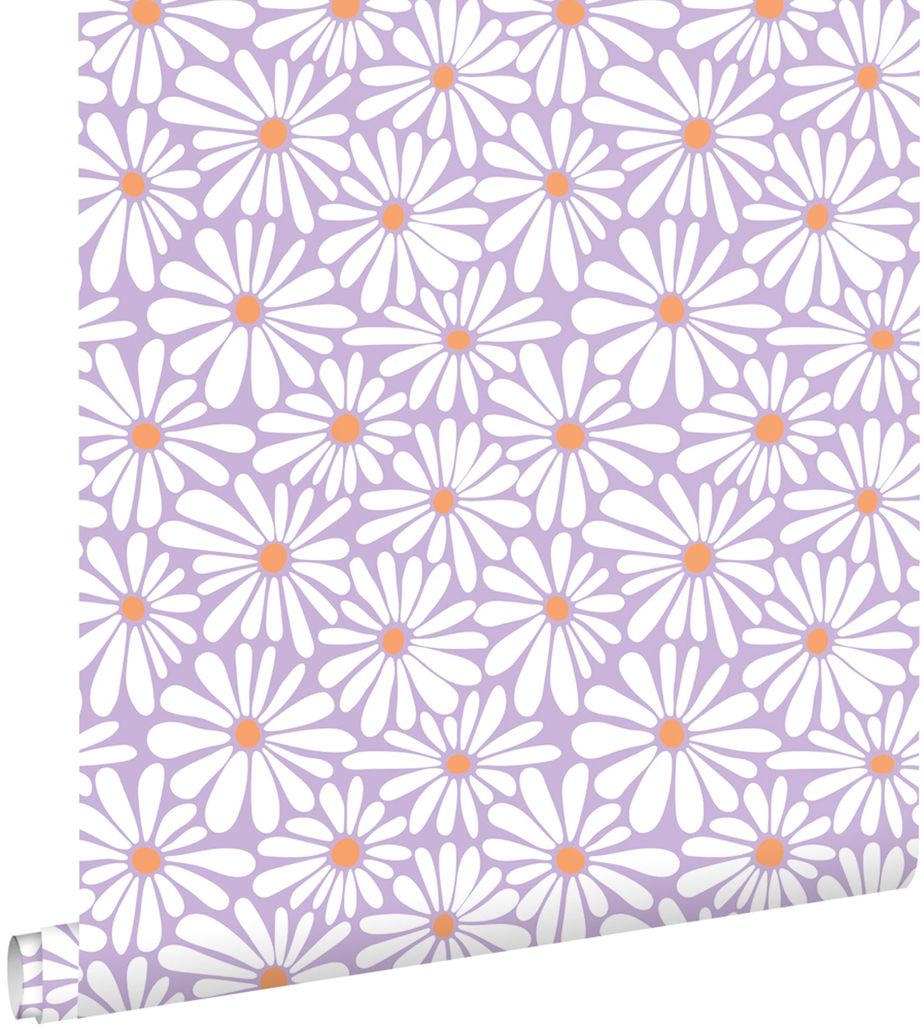 ESTAhome behang madeliefjes lila paars en oranje - 53 cm x 10.05 m - 1