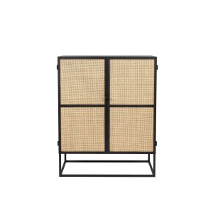 Housecraft Living Guuji Kast Laag 2 deurs Rotan/ Metaal – Zwart