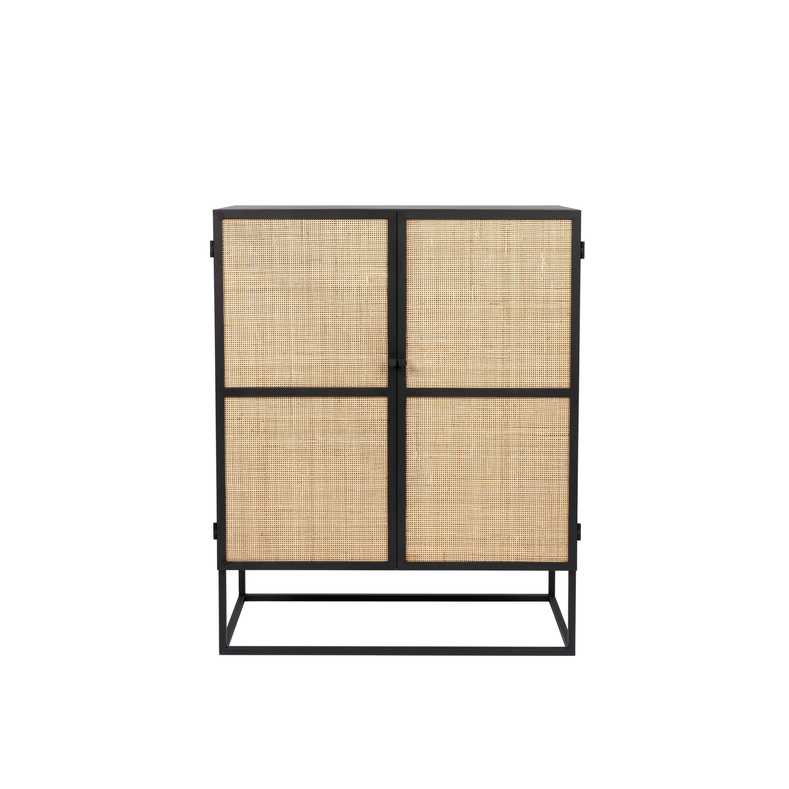 Housecraft Living Guuji Kast Laag 2 deurs Rotan/ Metaal - Zwart