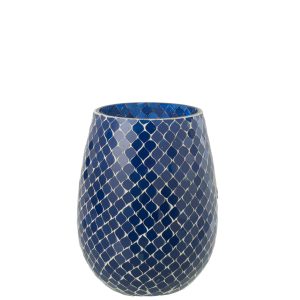 J-Line geurkaars Mia Mozaiek – Juniper Love – glas – blauw – medium – J-Line geurkaars Mia Mozaiek – Juniper Love – glas – blauw – medium –