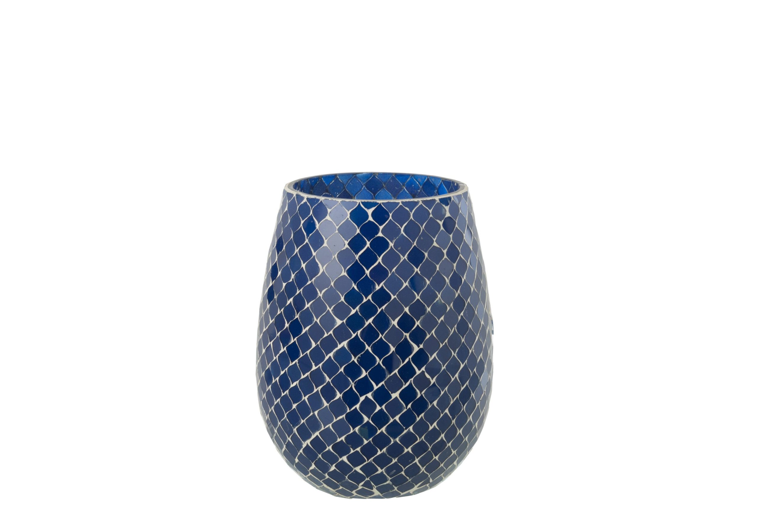 J-Line geurkaars Mia Mozaiek - Juniper Love - glas - blauw - medium -