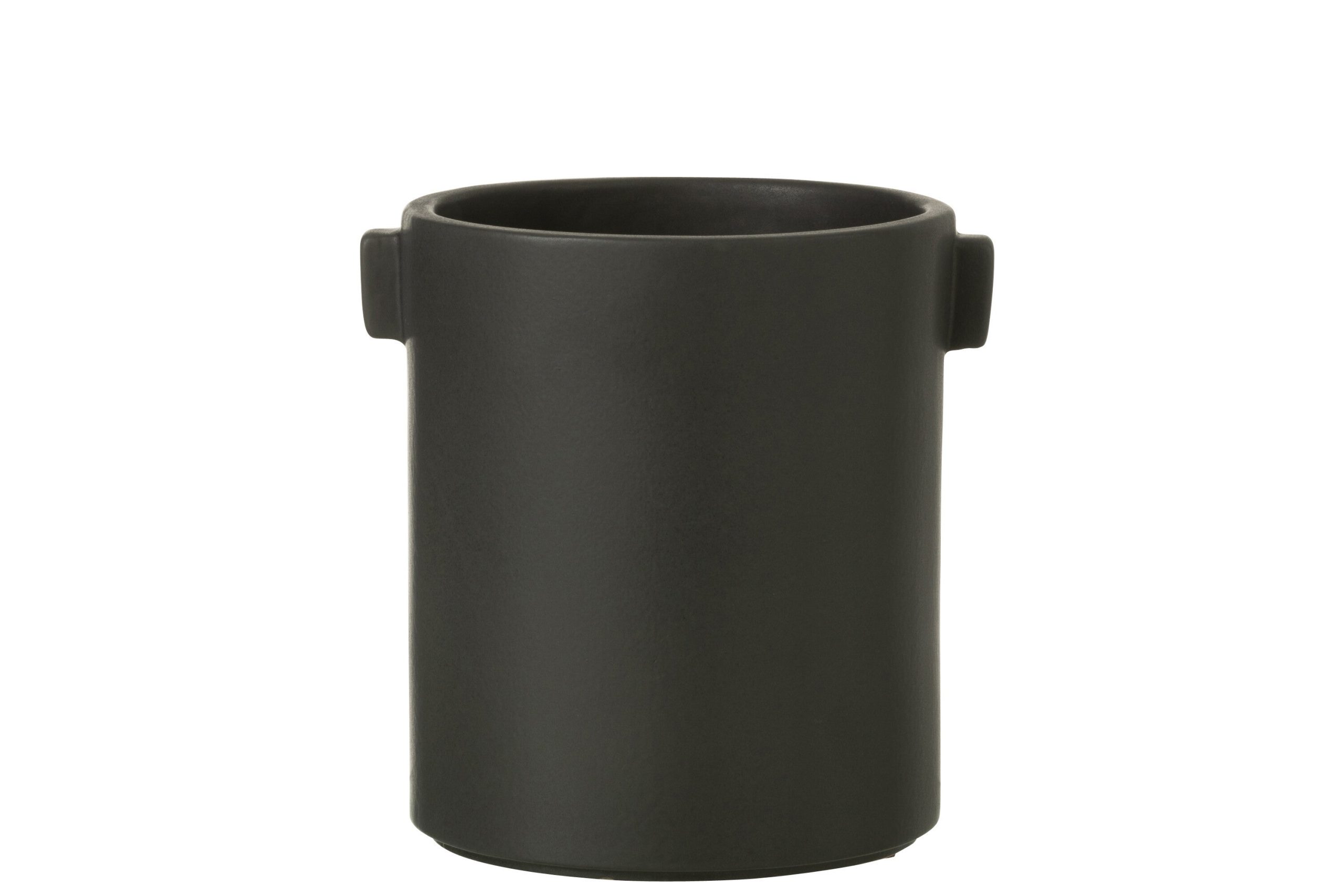 J-Line bloempot Handvat Steengoed - keramiek - zwart - Ø 14 cm