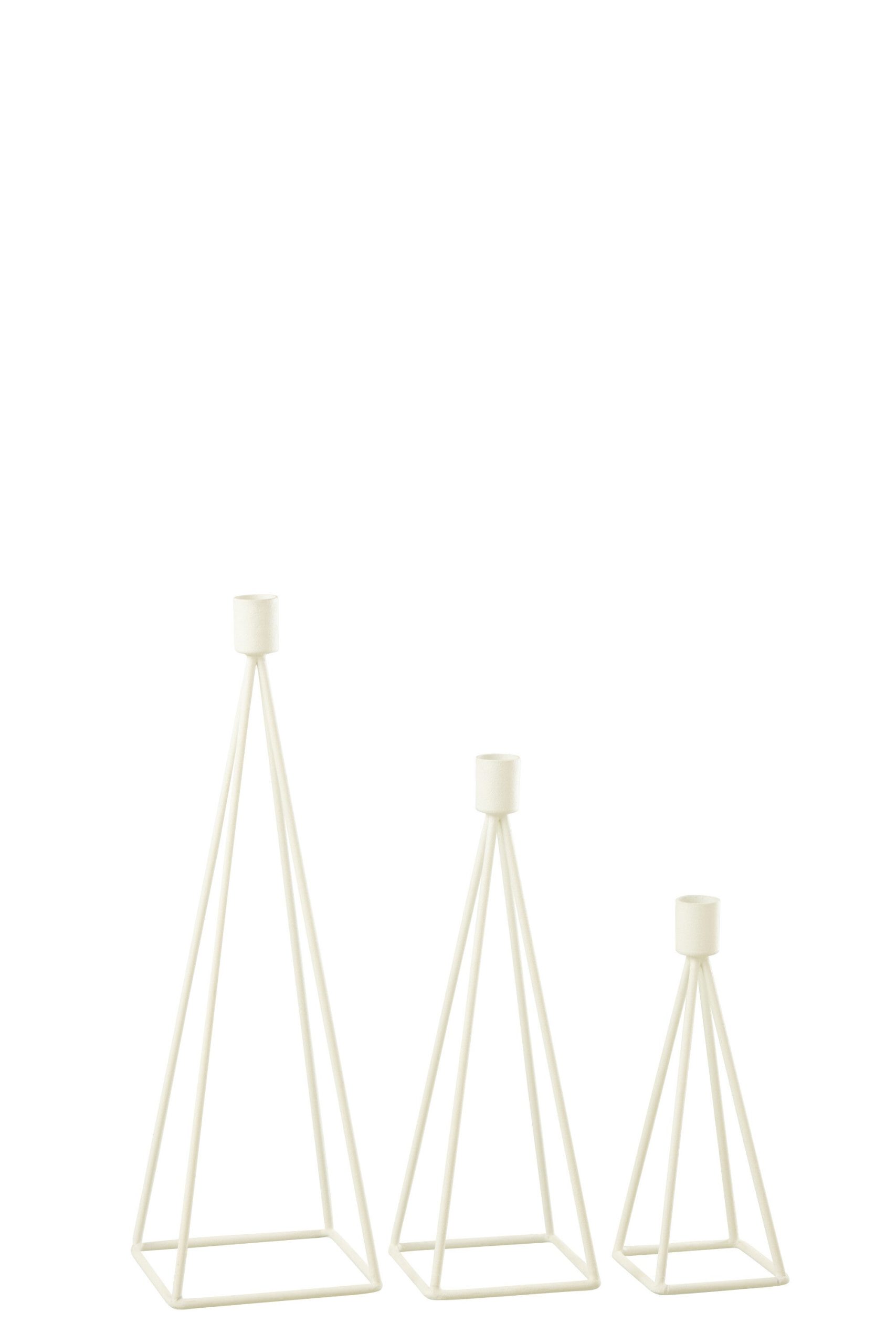 J-Line kandelaar - metaal - wit - 3 stuks