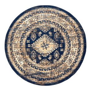 Interieur05 vintage vloerkleed Aila – blauw – Ø 120 cm Interieur05 vintage vloerkleed Aila – blauw – Ø 120 cm