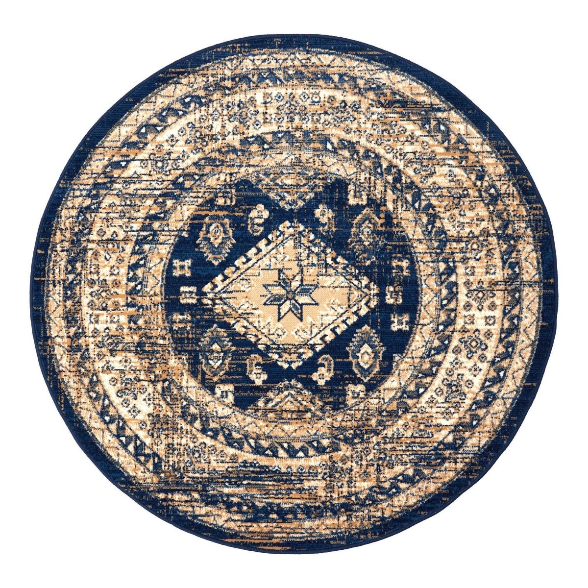 Interieur05 vintage vloerkleed Aila - blauw - Ø 120 cm