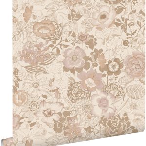 ESTAhome behang vintage bloemen beige en oudroze – 53 cm x 10.05 m – 1 ESTAhome behang vintage bloemen beige en oudroze – 53 cm x 10.05 m – 1