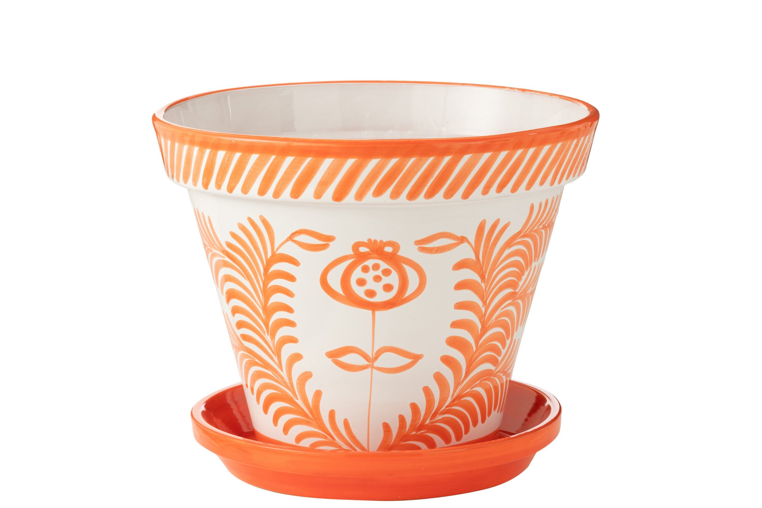 J-Line bloempot Granada Handmade + Painted - keramiek - oranje - extra