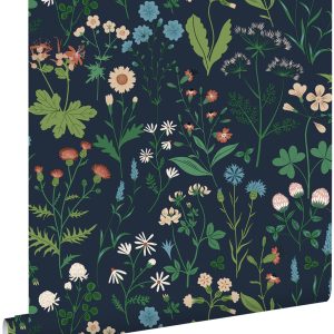 ESTAhome behang veldbloemen inktblauw en groen – 53 cm x 10.05 m – 139 ESTAhome behang veldbloemen inktblauw en groen – 53 cm x 10.05 m – 139