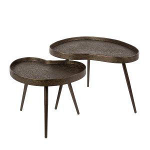 Giga Living Salontafel Contour – Niervormig Brons Metaal – Set Van 2 Giga Living Salontafel Contour – Niervormig Brons Metaal – Set Van 2