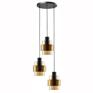 Freelight hanglamp Chiasso – 3 lichts – 35 x 150 cm – zwart goud Freelight hanglamp Chiasso – 3 lichts – 35 x 150 cm – zwart goud