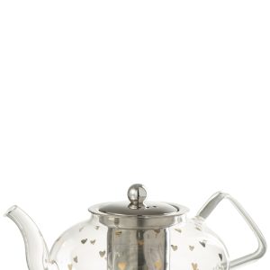 J-Line theepot Hart – glas – transparant/goud