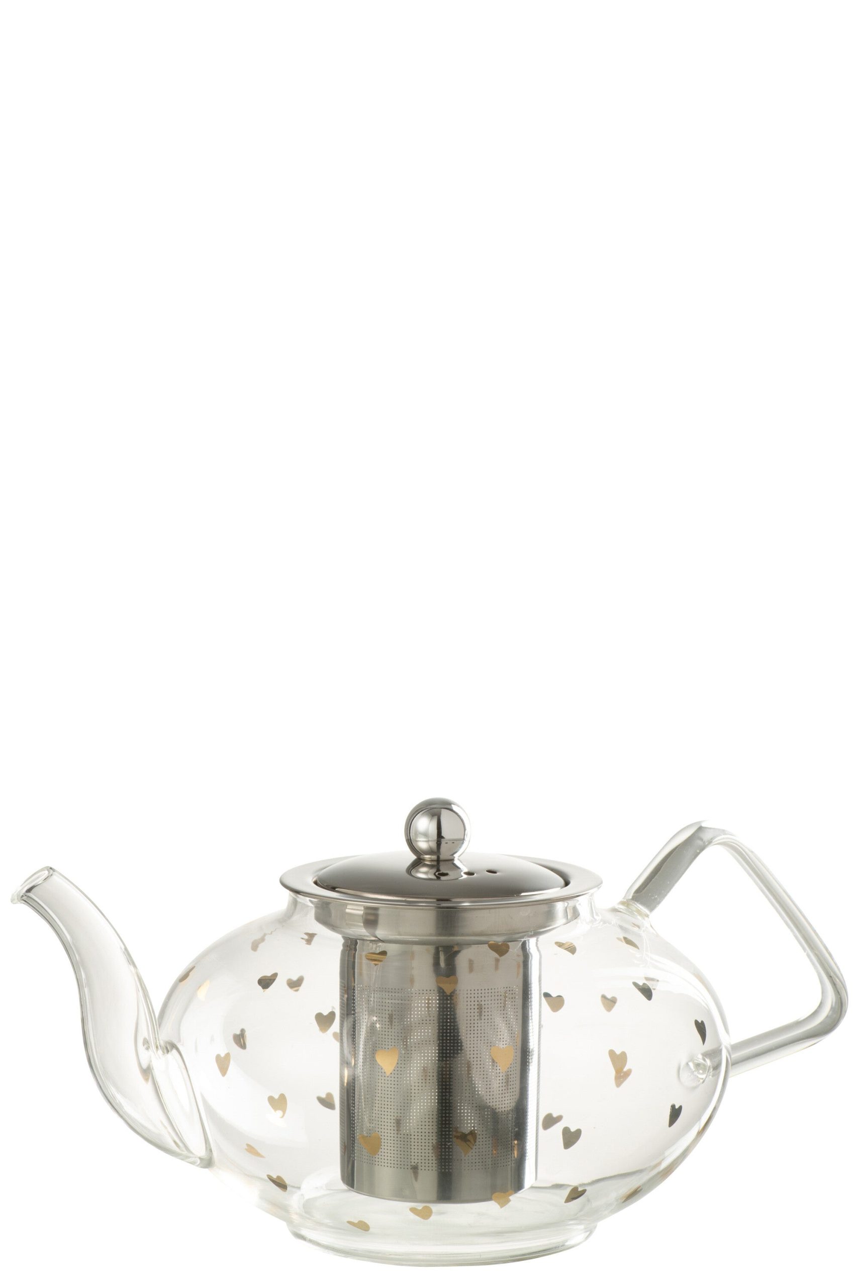 J-Line theepot Hart - glas - transparant/goud