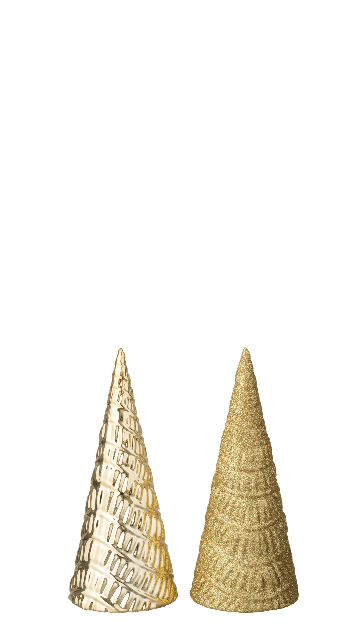 J-Line decoratie kerstboom - kunststof - goud - 2 stuks