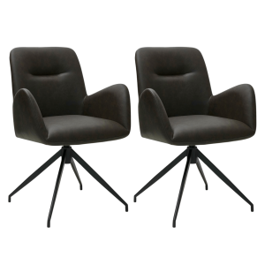 Furnhouse eetkamerstoelen armleuning Jennifer – Donkerbruin – Kunstlee