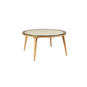 Housecraft Living Haru Salontafel Rond Glas/ Hout 70×70 cm Naturel